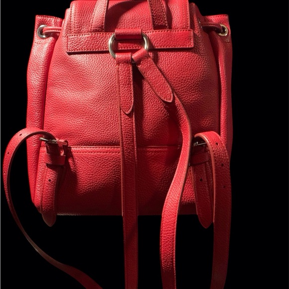 Coach red leather mini drawstring back pack - Picture 7 of 11